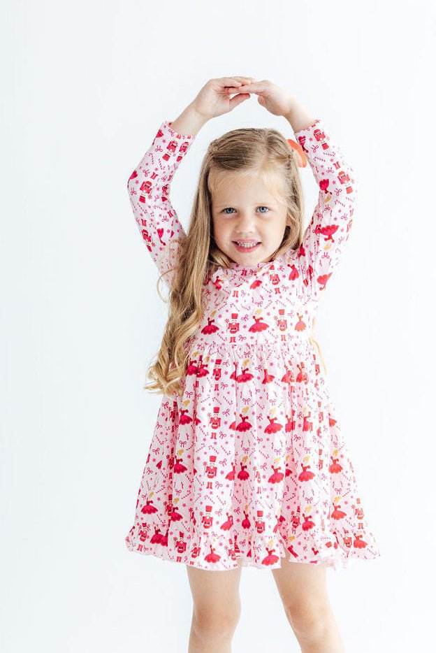 Candy Cane Ballet L/S Ruffle Hem Twirl Dress - Pendo Store