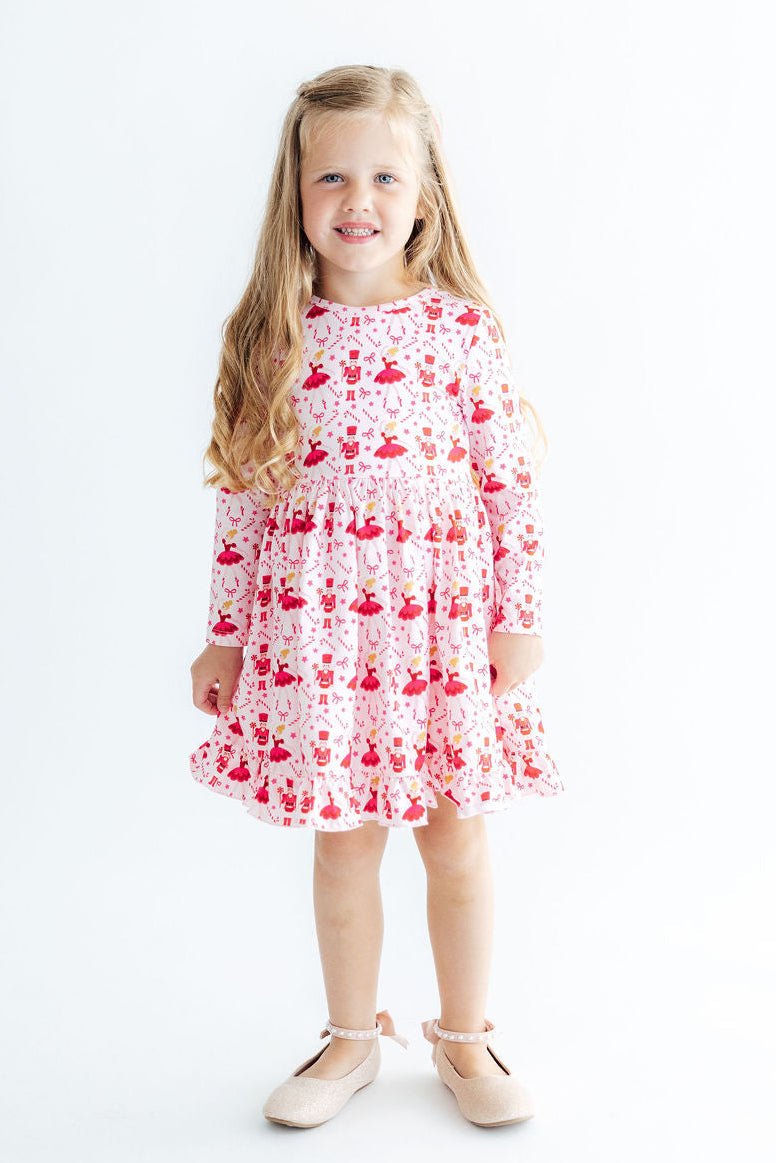 Candy Cane Ballet L/S Ruffle Hem Twirl Dress - Pendo Store