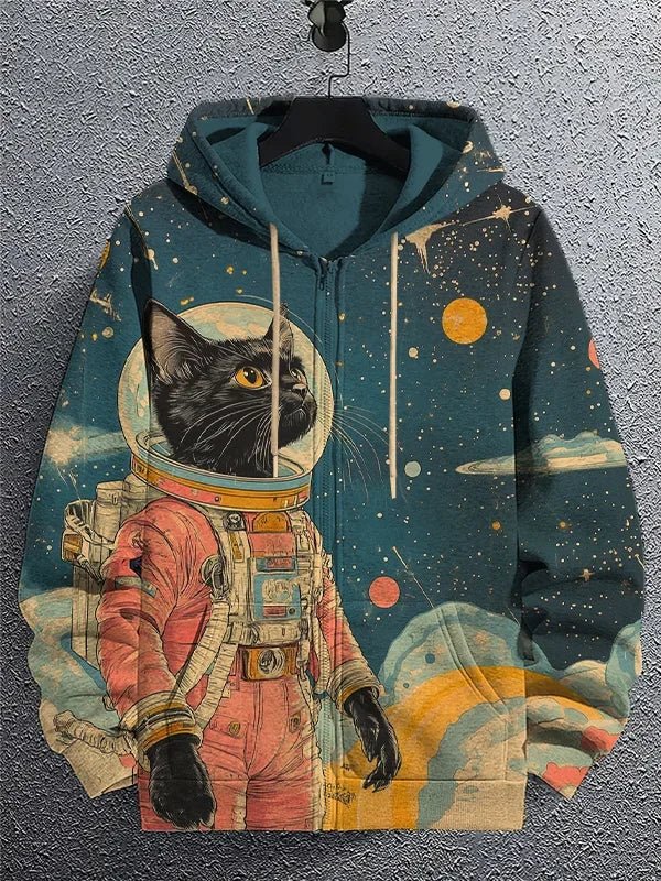 Cartoon Graffiti Cat 3d Print Zipper Hoodies Sweatshirts - Pendo Store