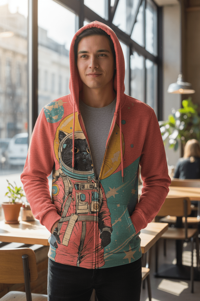 Cartoon Graffiti Cat 3d Print Zipper Hoodies Sweatshirts - Pendo Store