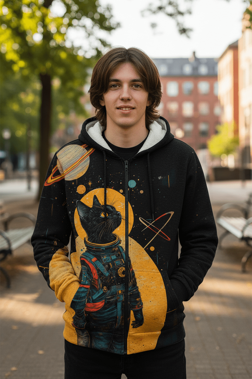 Cartoon Graffiti Cat 3d Print Zipper Hoodies Sweatshirts - Pendo Store
