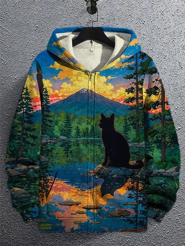 Cartoon Graffiti Cat 3d Print Zipper Hoodies Sweatshirts - Pendo Store
