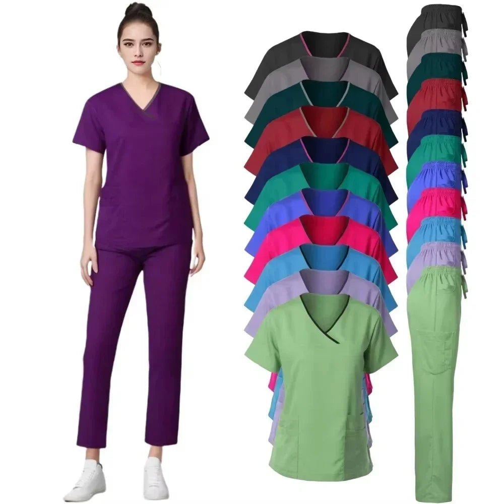 Cherokee Medical Uniforms Nurse Uniform Scrubs for Women Set Scrub Pants with Pockets and V-neck SPA Scrub Top for Hospital - Pendo Store