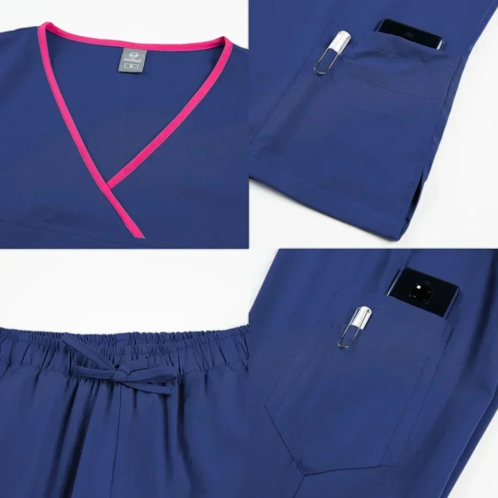 Cherokee Medical Uniforms Nurse Uniform Scrubs for Women Set Scrub Pants with Pockets and V-neck SPA Scrub Top for Hospital - Pendo Store