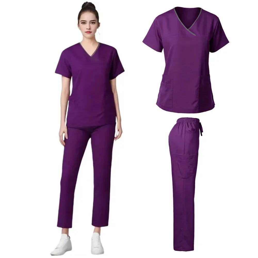 Cherokee Medical Uniforms Nurse Uniform Scrubs for Women Set Scrub Pants with Pockets and V-neck SPA Scrub Top for Hospital - Pendo Store