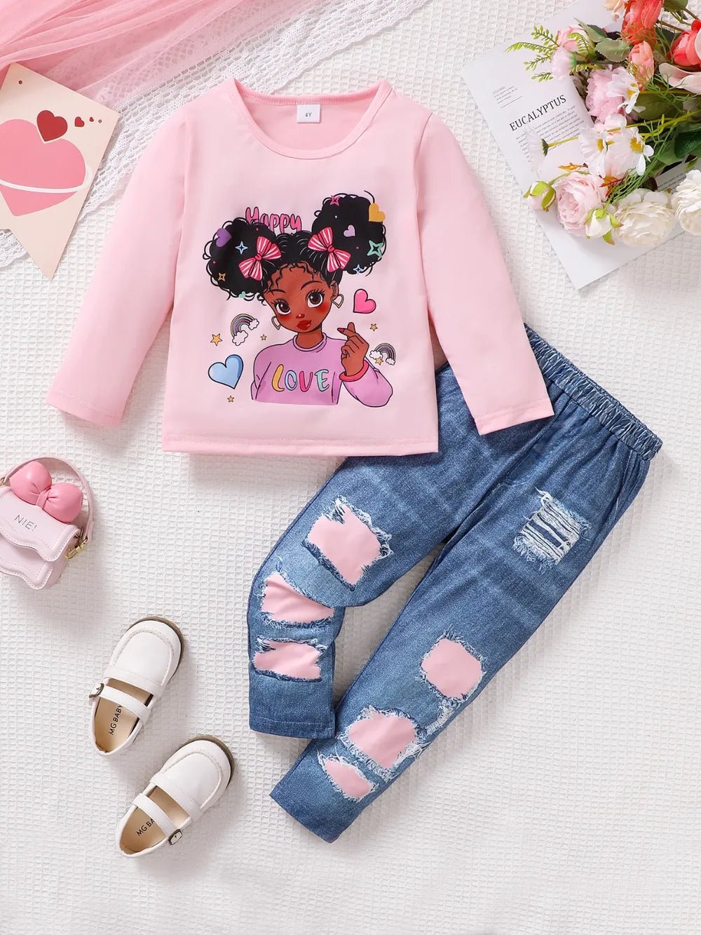Children's Cartoon Graphic Top and Pants Set - Pendo Store