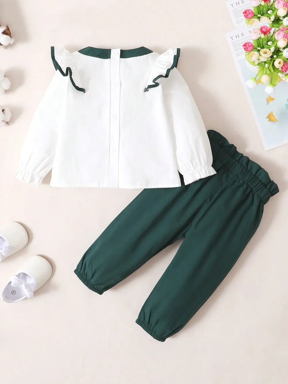 Children's Contrast Ruffled Top and Pants Set - Pendo Store