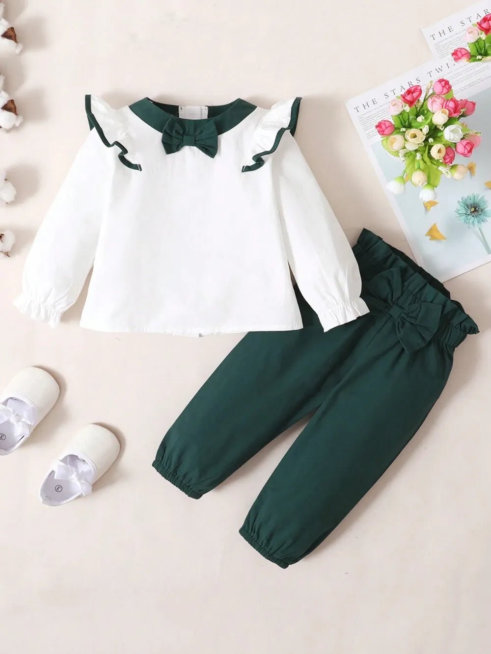 Children's Contrast Ruffled Top and Pants Set - Pendo Store