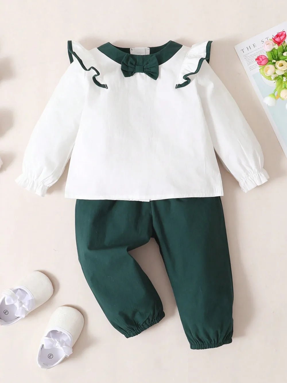 Children's Contrast Ruffled Top and Pants Set - Pendo Store
