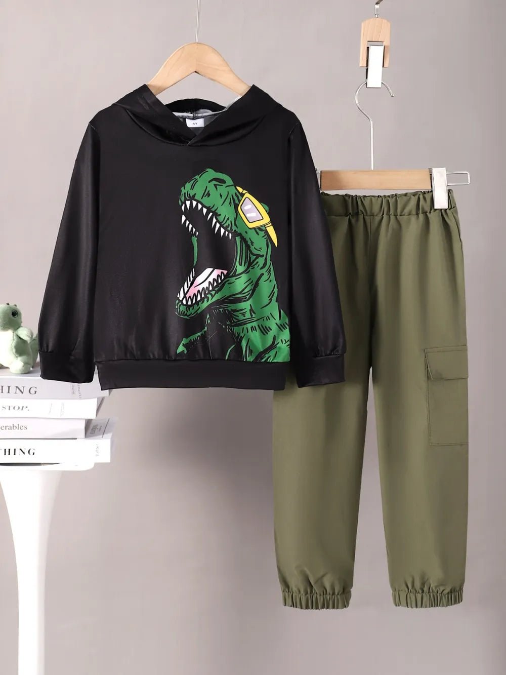 Children's Dinosaur Graphic Hoodie and Pants Set - Pendo Store