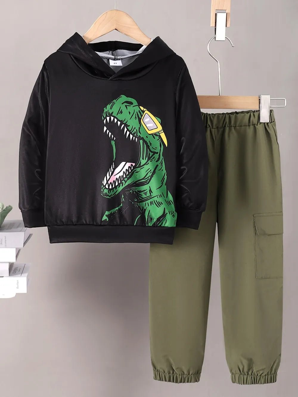 Children's Dinosaur Graphic Hoodie and Pants Set - Pendo Store