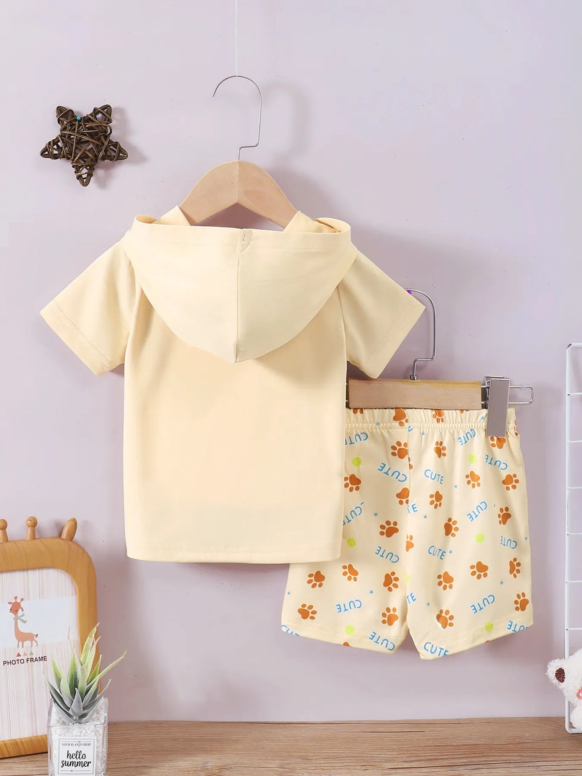 Children's Dog Short Sleeve Hoodie and Shorts Set - Pendo Store
