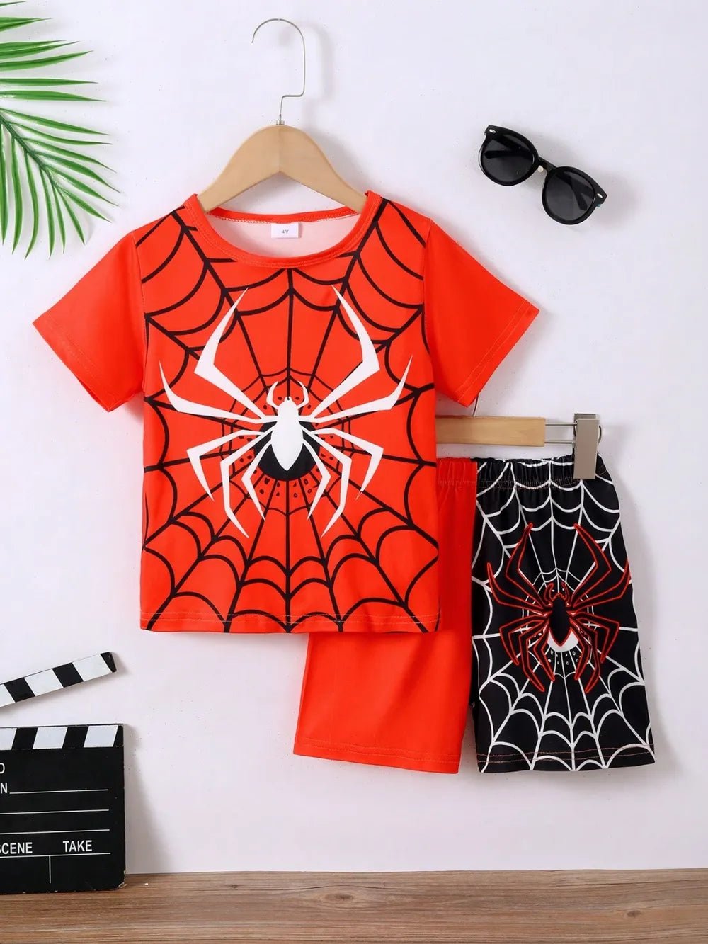 Children's Spider Round Neck Short Sleeve T-Shirt and Pants Set - Pendo Store