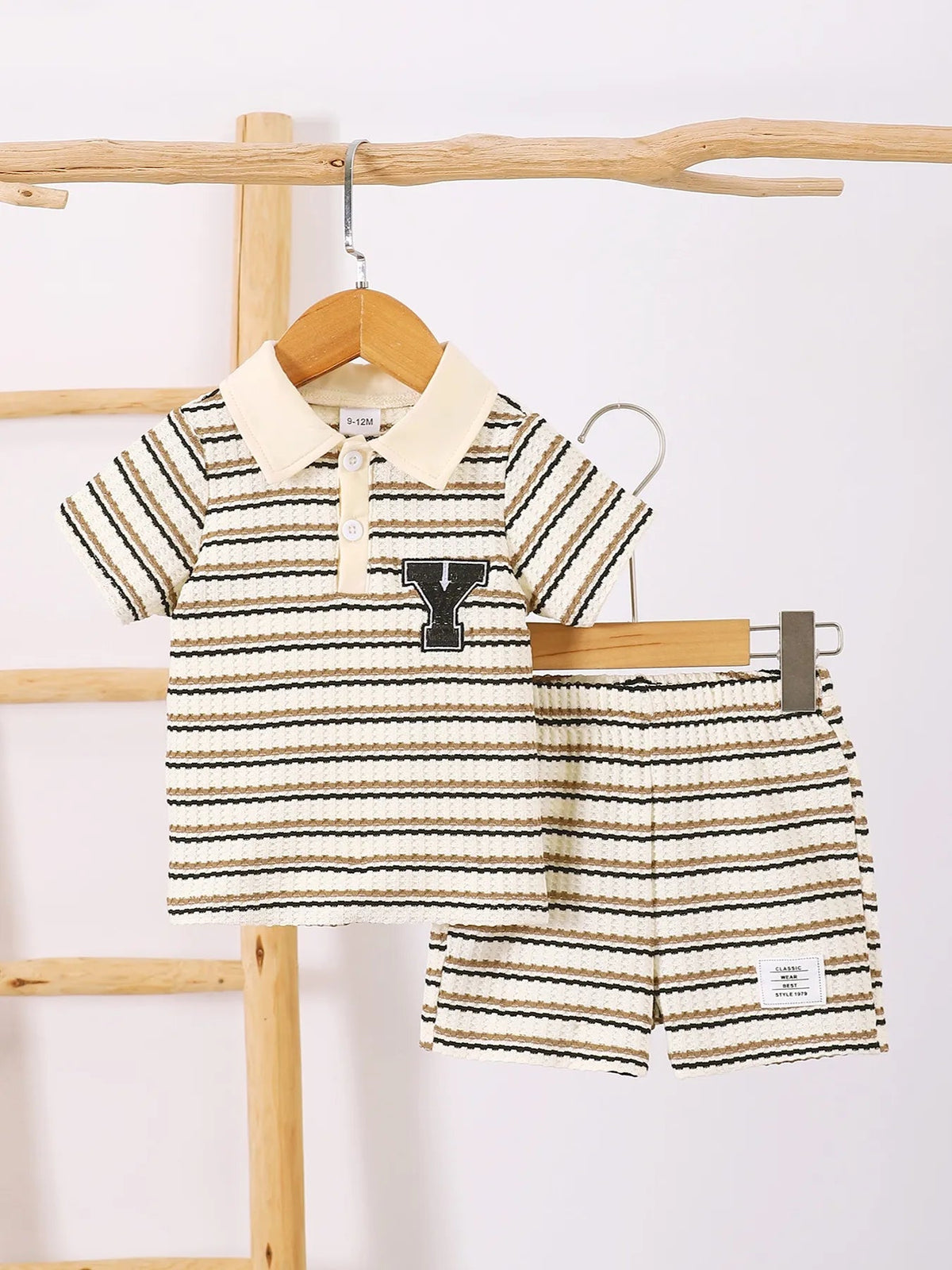 Children's Striped Short Sleeve Polo and Pants Set - Pendo Store