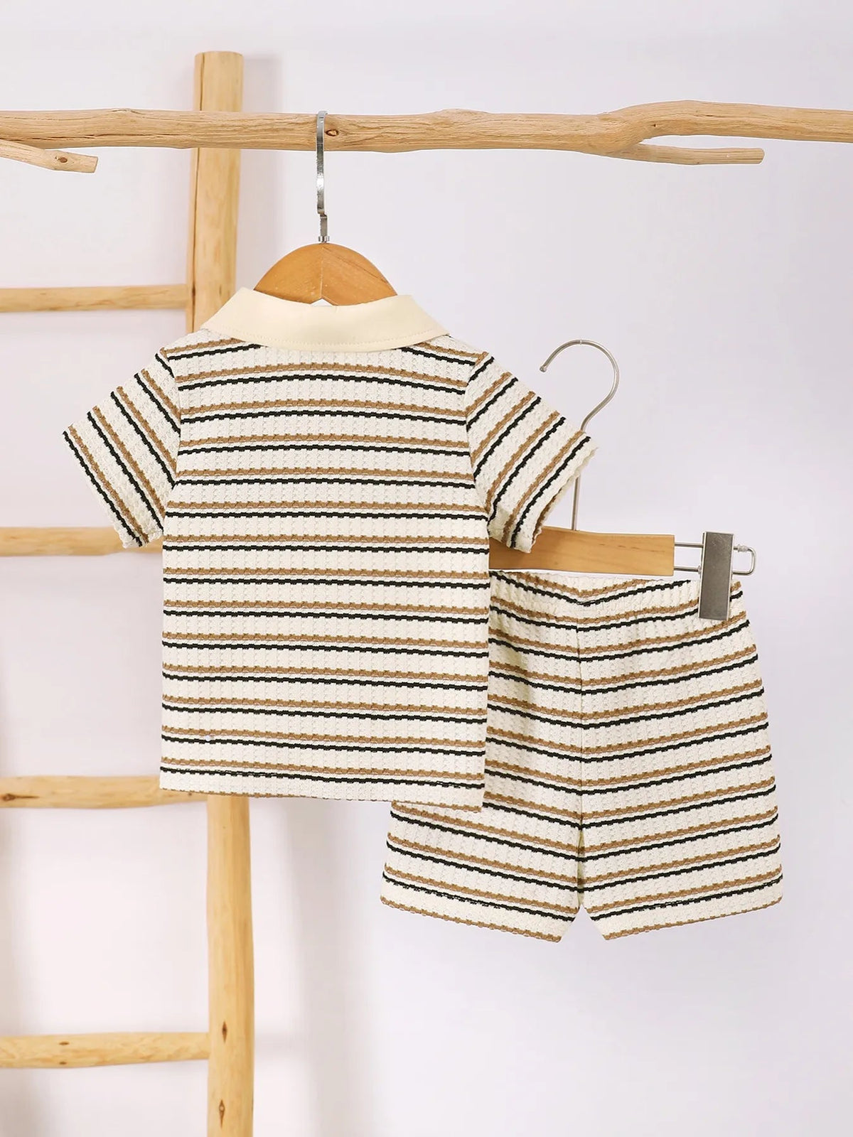Children's Striped Short Sleeve Polo and Pants Set - Pendo Store