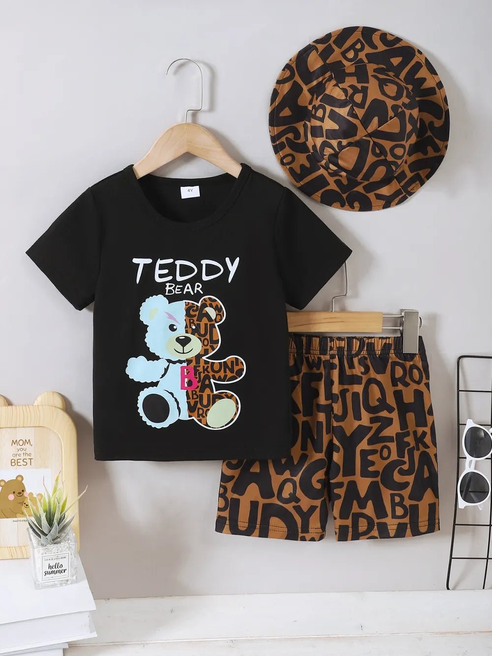 Children's Teddy Bear Round Neck Top and Pants Set - Pendo Store