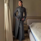 Chinese Frog Button Stand Collar Top & Wide-Leg Maxi Skirt Co-ord Set(MS483)