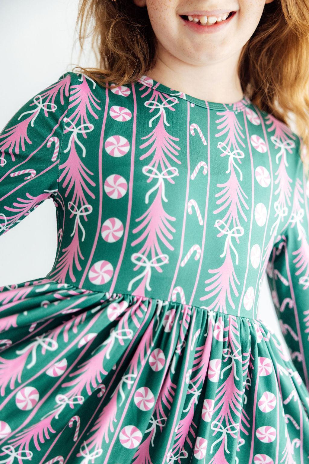 Christmas Treats L/S Ruffle Hem Twirl Dress - Pendo Store