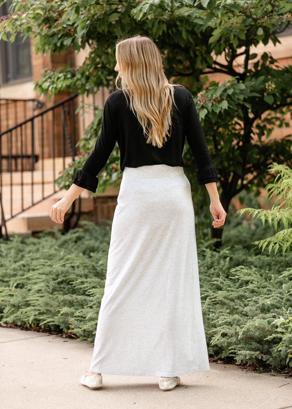 Clarise Heather Gray Premium Knit Maxi Skirt - Pendo Store