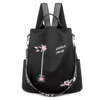 Cloth Backpack Female Embroidery Backpack Bag Nylon Anti-Theft Waterproof Women's Backpack Fashionable Anti-theft Women Backpacks Nice Print School Bag High Quality Large Capacity Backpack ( - Pendo Store