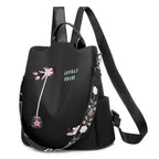 Cloth Backpack Female Embroidery Backpack Bag Nylon Anti-Theft Waterproof Women's Backpack Fashionable Anti-theft Women Backpacks Nice Print School Bag High Quality Large Capacity Backpack ( - Pendo Store