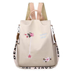 Cloth Backpack Female Embroidery Backpack Bag Nylon Anti-Theft Waterproof Women's Backpack Fashionable Anti-theft Women Backpacks Nice Print School Bag High Quality Large Capacity Backpack ( - Pendo Store