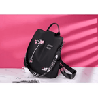 Cloth Backpack Female Embroidery Backpack Bag Nylon Anti-Theft Waterproof Women's Backpack Fashionable Anti-theft Women Backpacks Nice Print School Bag High Quality Large Capacity Backpack ( - Pendo Store