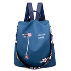 Cloth Backpack Female Embroidery Backpack Bag Nylon Anti-Theft Waterproof Women's Backpack Fashionable Anti-theft Women Backpacks Nice Print School Bag High Quality Large Capacity Backpack ( - Pendo Store