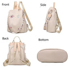 Cloth Backpack Female Embroidery Backpack Bag Nylon Anti-Theft Waterproof Women's Backpack Fashionable Anti-theft Women Backpacks Nice Print School Bag High Quality Large Capacity Backpack ( - Pendo Store
