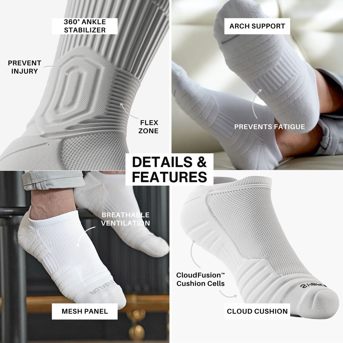 CloudFusion™ Athletic Cushioned Low Socks - Pendo Store