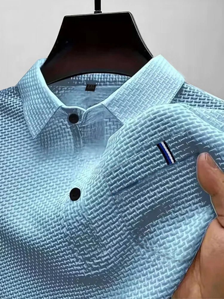 Cool Breeze Men’s Summer Ice Silk Lapel Pocket Polo Shirt - Pendo Store