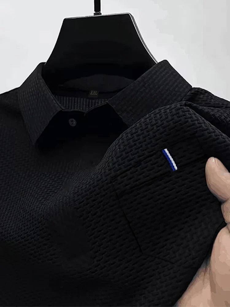 Cool Breeze Men’s Summer Ice Silk Lapel Pocket Polo Shirt - Pendo Store