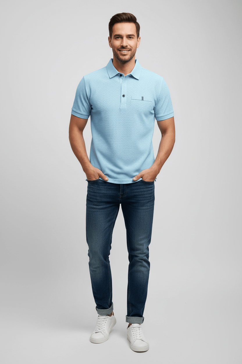 Cool Breeze Men’s Summer Ice Silk Lapel Pocket Polo Shirt - Pendo Store