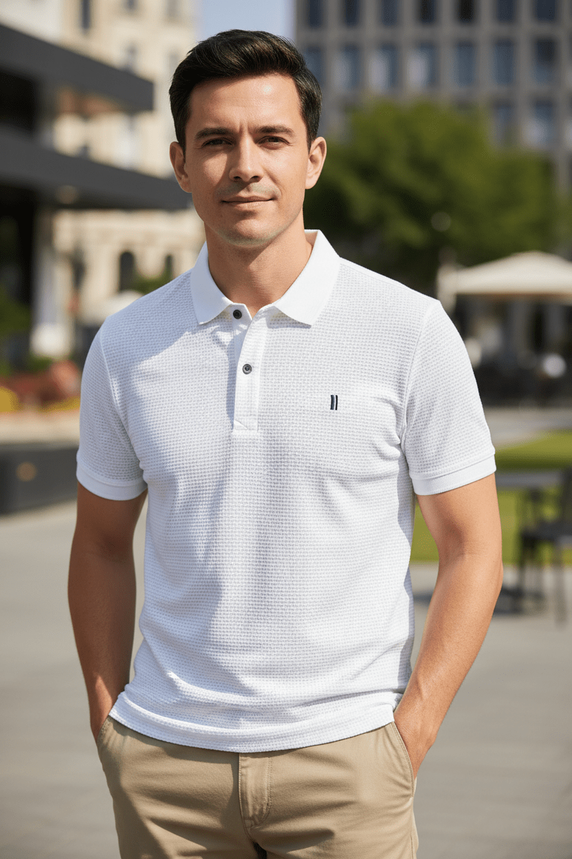 Cool Breeze Men’s Summer Ice Silk Lapel Pocket Polo Shirt - Pendo Store