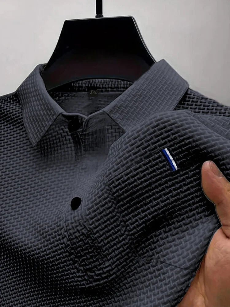 Cool Breeze Men’s Summer Ice Silk Lapel Pocket Polo Shirt - Pendo Store