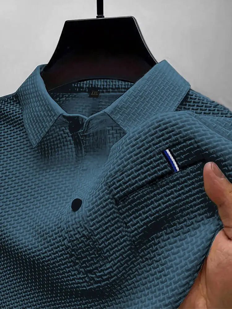 Cool Breeze Men’s Summer Ice Silk Lapel Pocket Polo Shirt - Pendo Store