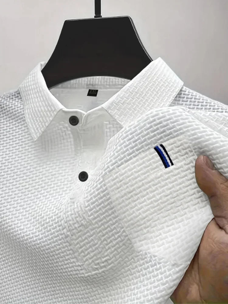 Cool Breeze Men’s Summer Ice Silk Lapel Pocket Polo Shirt - Pendo Store
