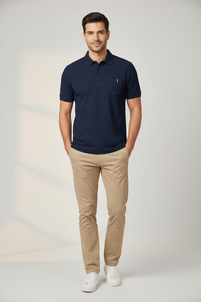 Cool Breeze Men’s Summer Ice Silk Lapel Pocket Polo Shirt - Pendo Store