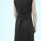 Corset-Back Lace-Up Sleeveless Maxi Dress(MS472)