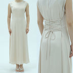 Corset-Back Lace-Up Sleeveless Maxi Dress(MS472)