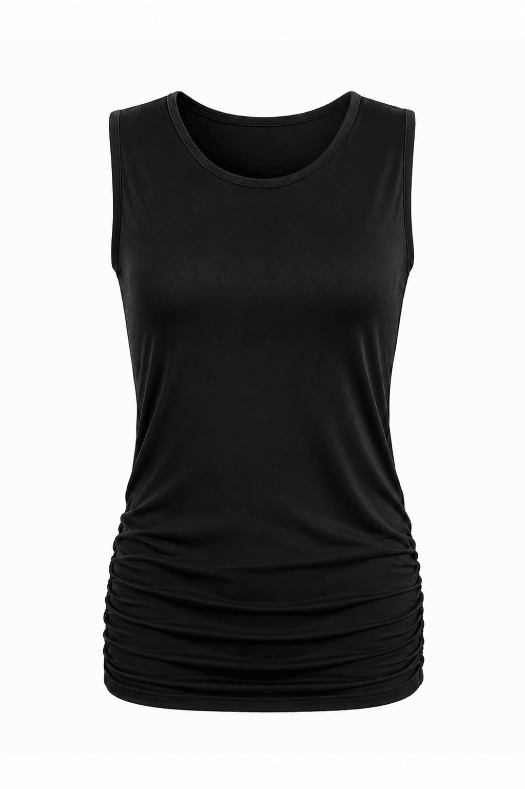 Cotton Lycra Ruche Tank - Black - Pendo Store
