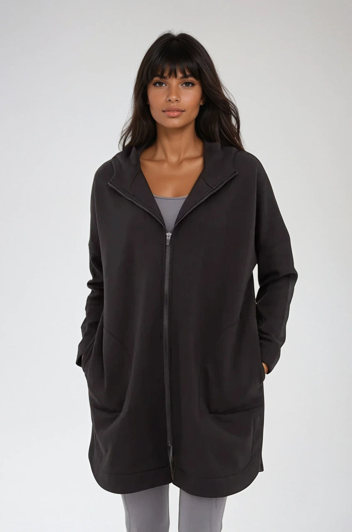 Cozy Comfort Zip Up Hoodie Jacket Black - Pendo Store