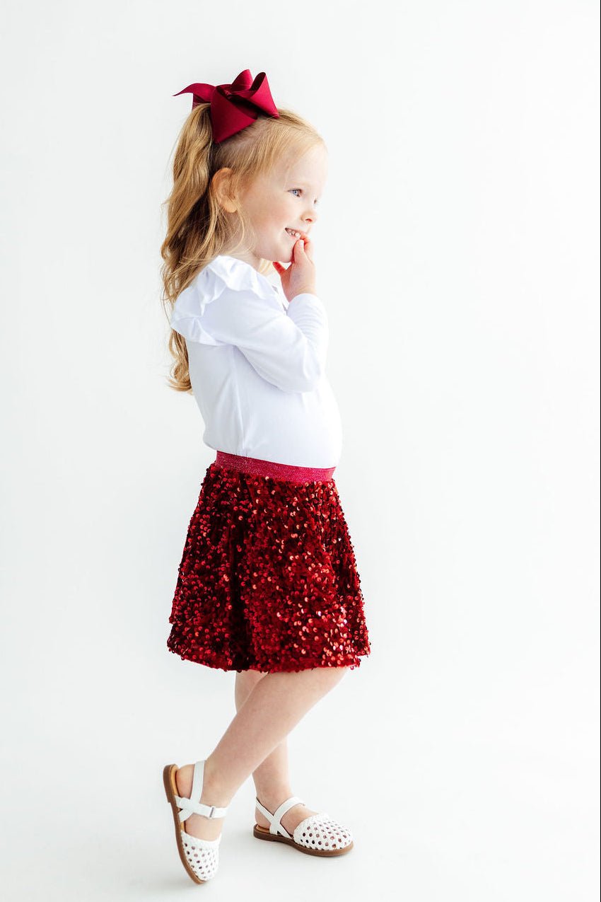 Cranberry Velvet Sequin Twirl Skort - Pendo Store