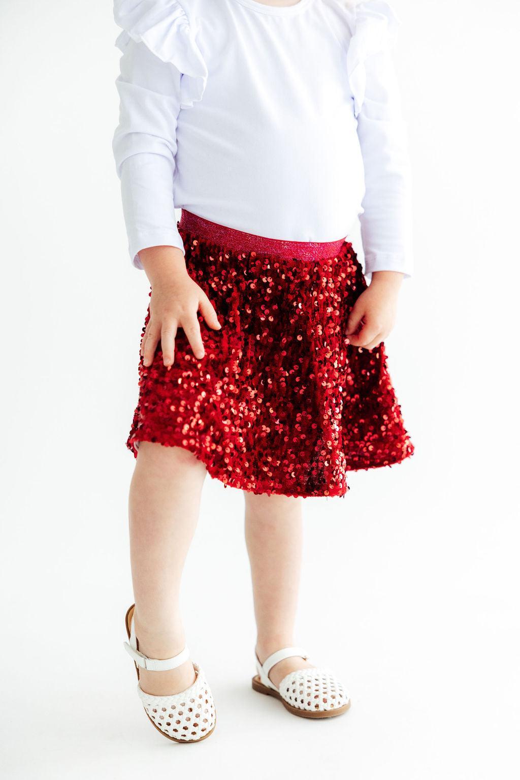 Cranberry Velvet Sequin Twirl Skort - Pendo Store