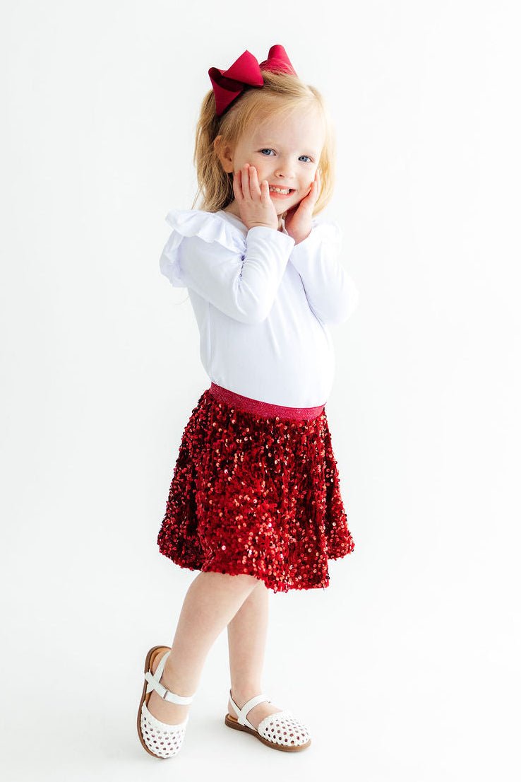 Cranberry Velvet Sequin Twirl Skort - Pendo Store