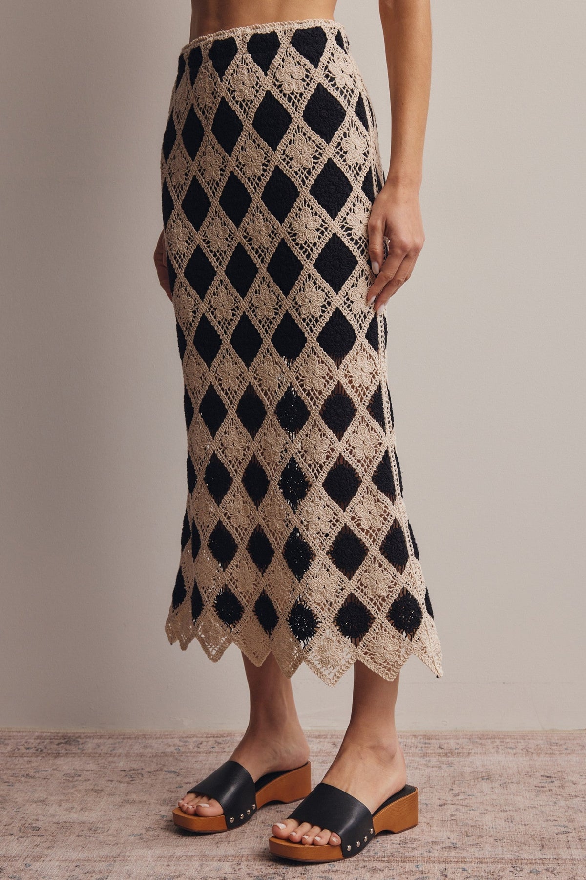 Crochet Diamond Midi Skirt - Pendo Store