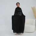 Crystal-Embellished Wide Belt Puff-Sleeve Maxi Dress(MS477) - Pendo Store