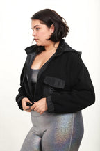 CURVY Sherpa Dreams Cropped Hooded Jacket - Pendo Store