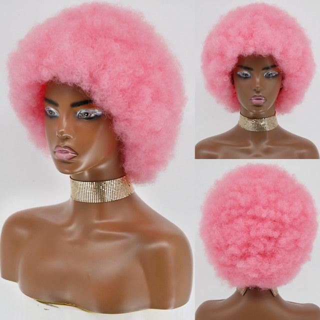Cute Afro Wig Women Short Fluffy Hair Wigs with Bangs For Black Women Kinky curly Synthetic Hair For Party Dance Cosplay Wigs For Black Women Cosplay Wigs For Women - Pendo Store