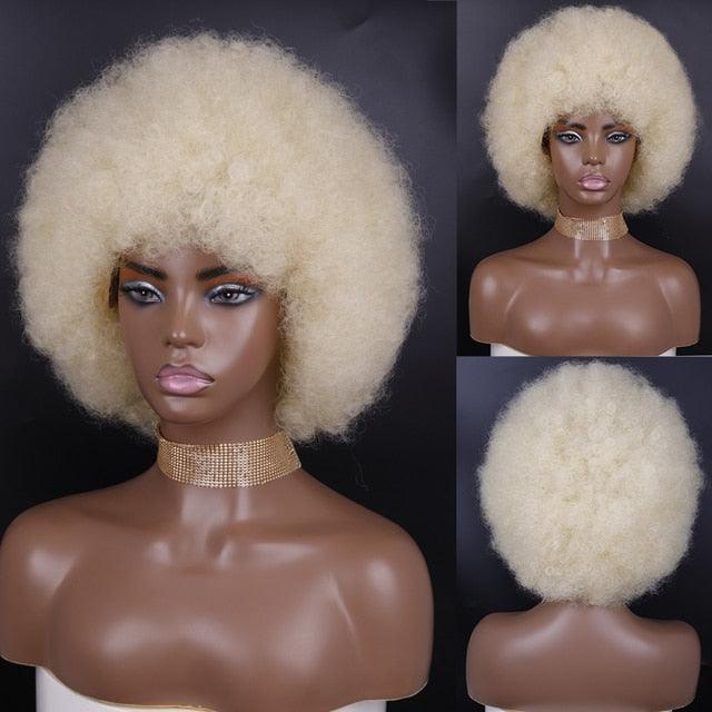 Cute Afro Wig Women Short Fluffy Hair Wigs with Bangs For Black Women Kinky curly Synthetic Hair For Party Dance Cosplay Wigs For Black Women Cosplay Wigs For Women - Pendo Store